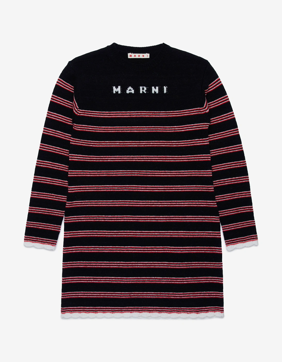 Girls Knitted Striped Dress in Black, 6 of 5
