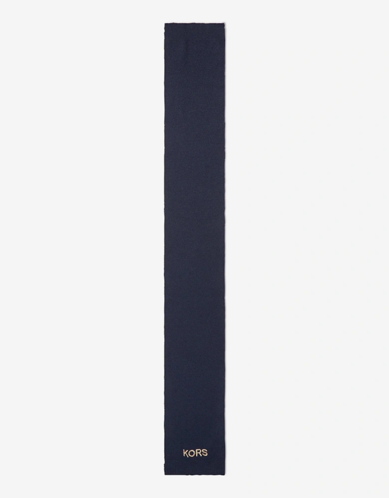 Girls Embroidered Scarf in Navy