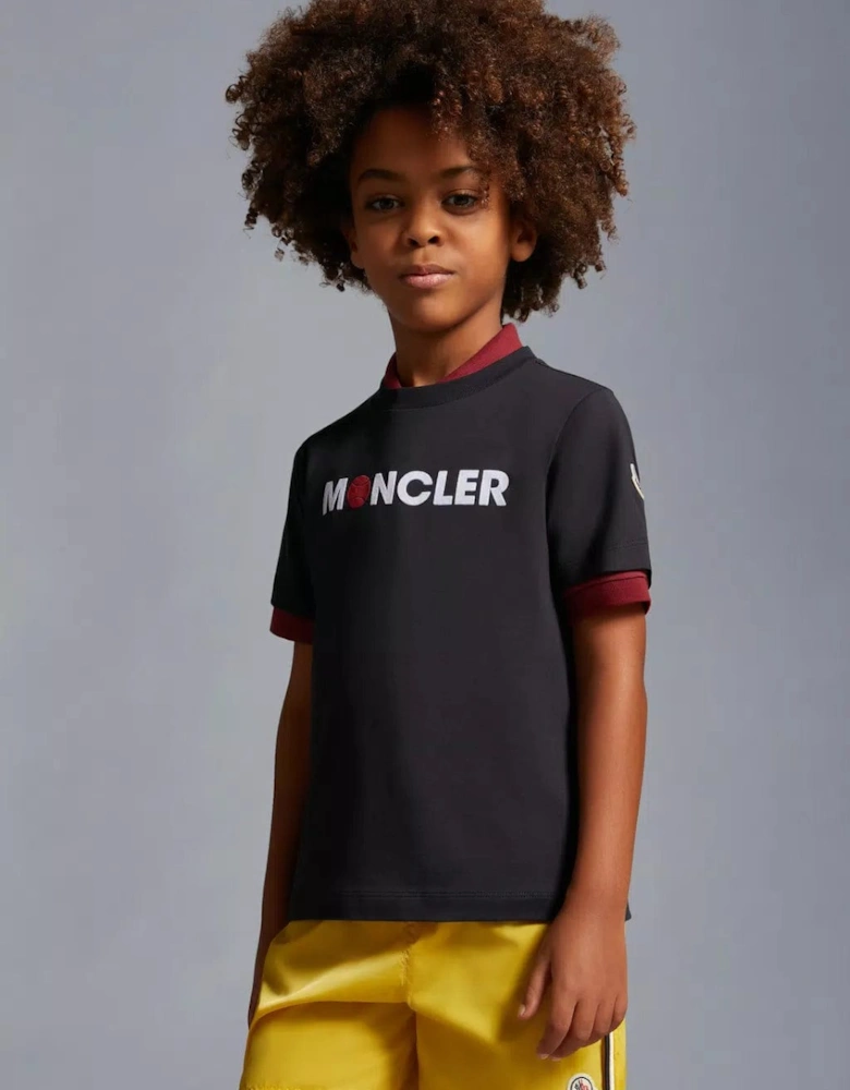 Enfant Boys Basketball Logo T-Shirt in Navy