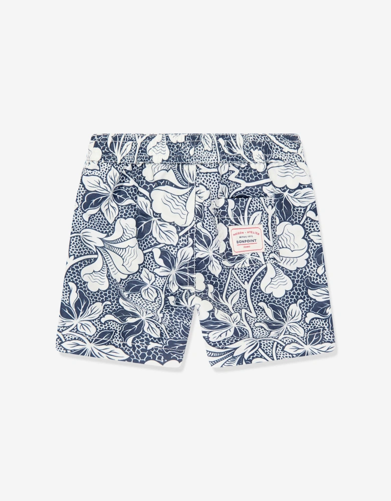 Baby Boys Floral Swim Shorts in Blue
