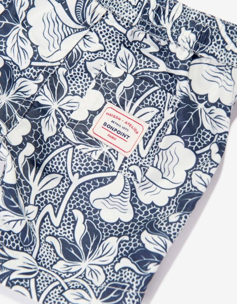 Baby Boys Floral Swim Shorts in Blue