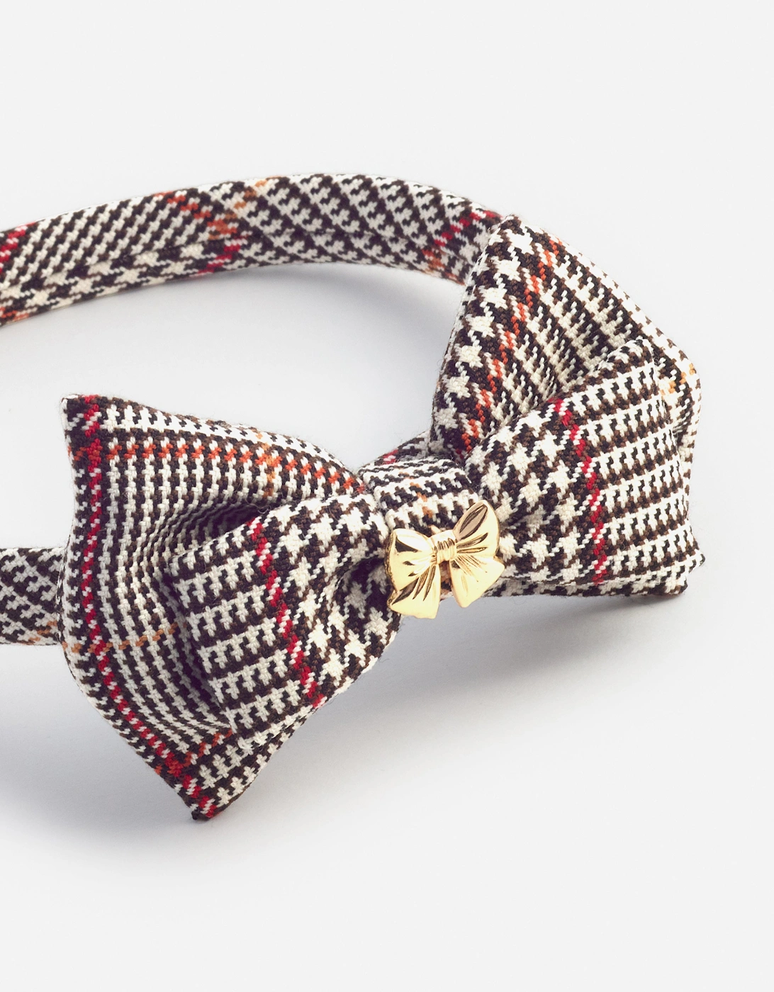 Girls Check Bow Headband in Brown