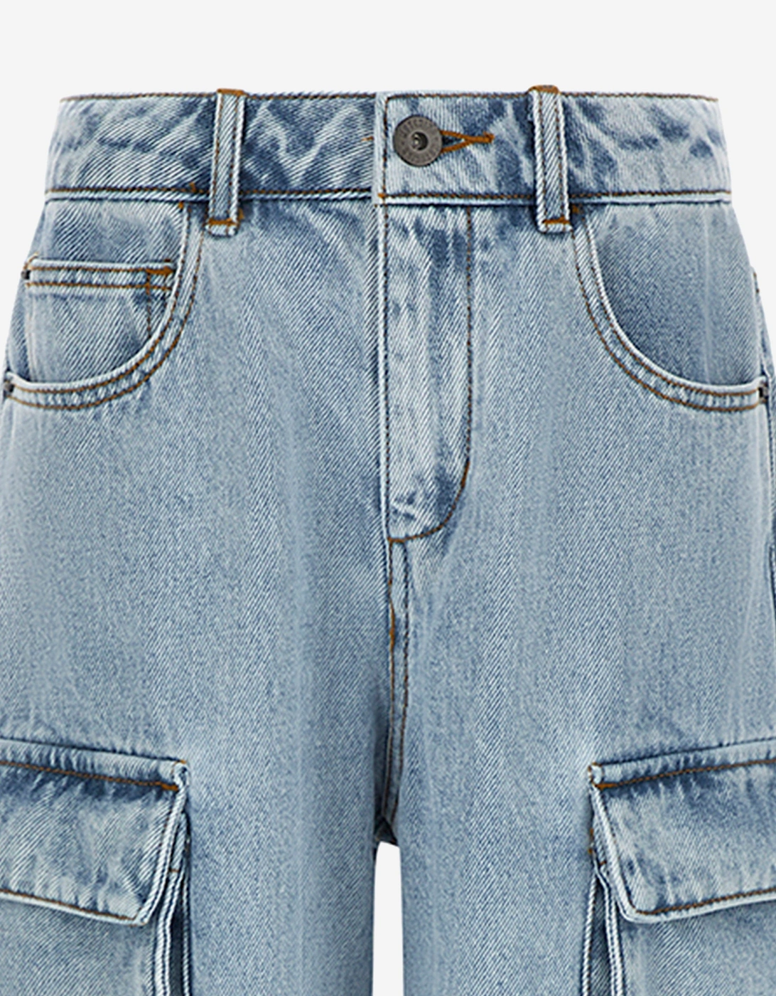 Boys Denim Teddy Cargo Shorts in Blue