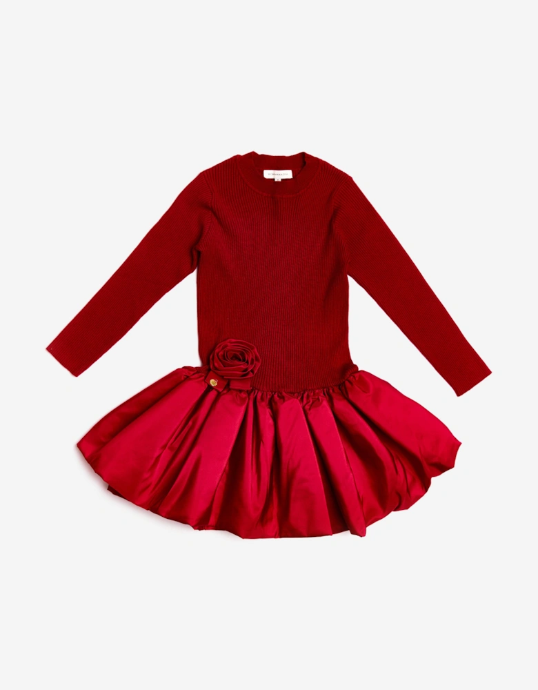 BCBGMAXAZRIA Girls Knitted Dress in Red