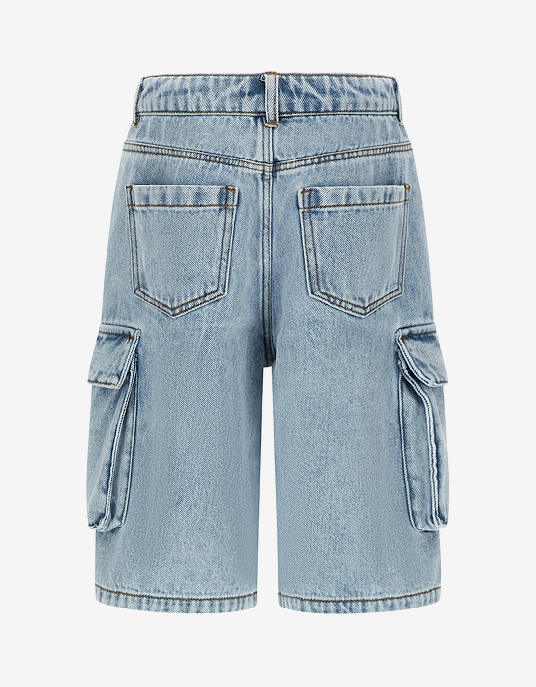Boys Denim Teddy Cargo Shorts in Blue