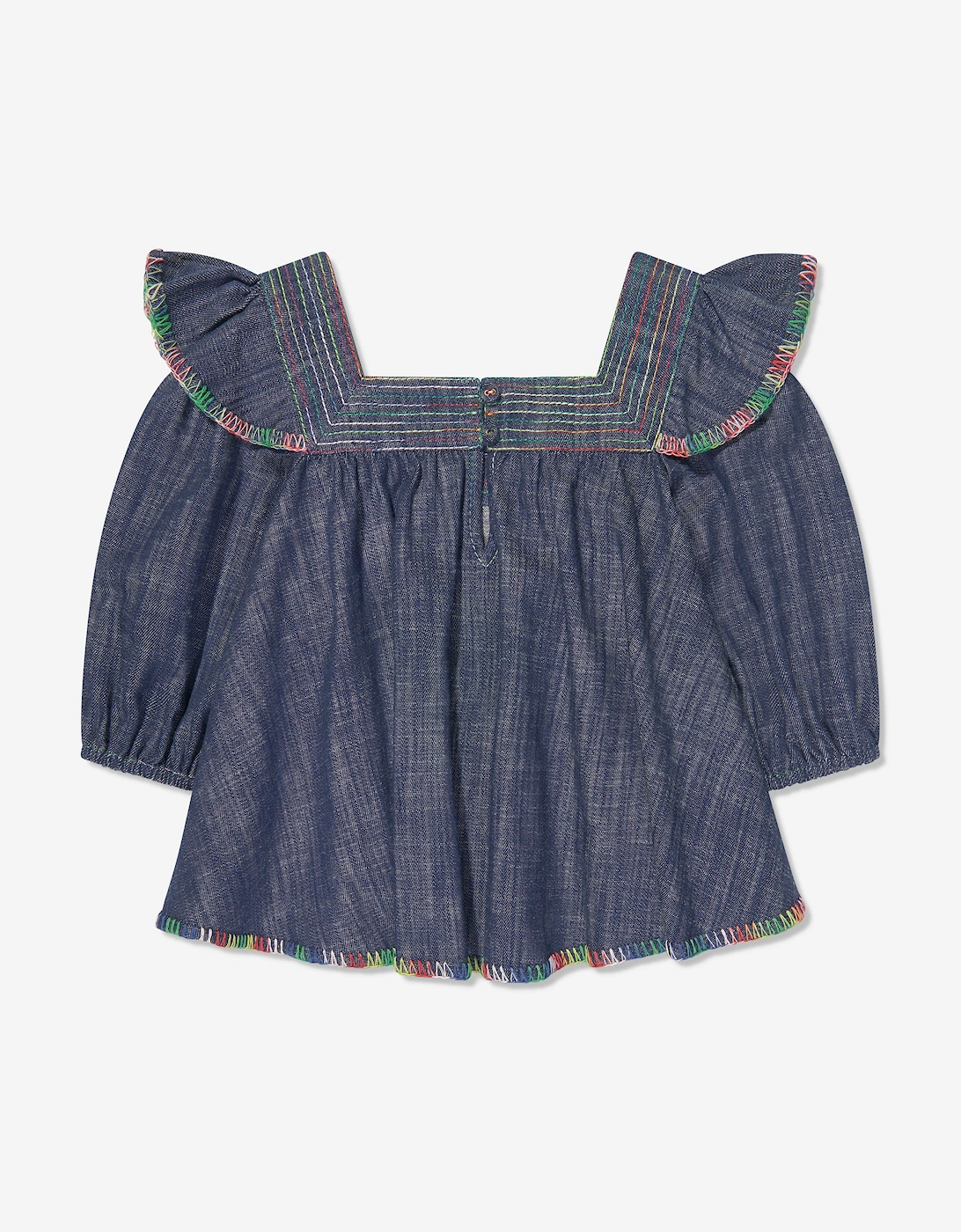 Girls Alight Denim Blouse in Blue