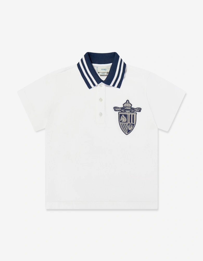 Boys Shield Polo Shirt in White