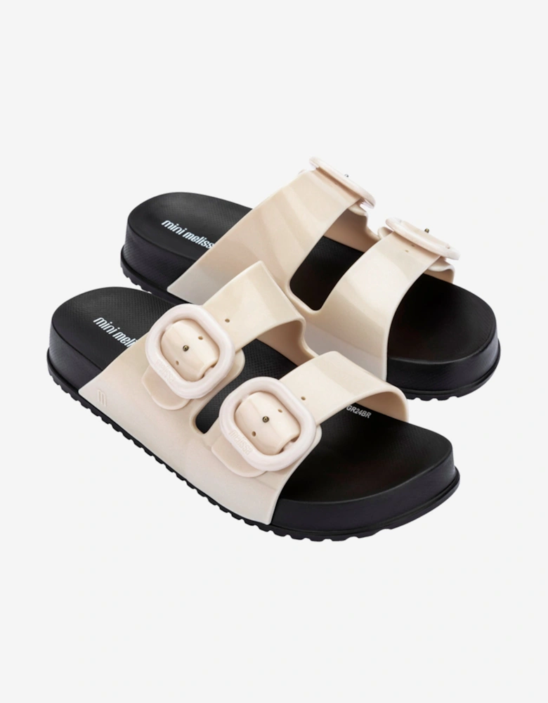 Girls Cozy Slide Sandals in Ivory