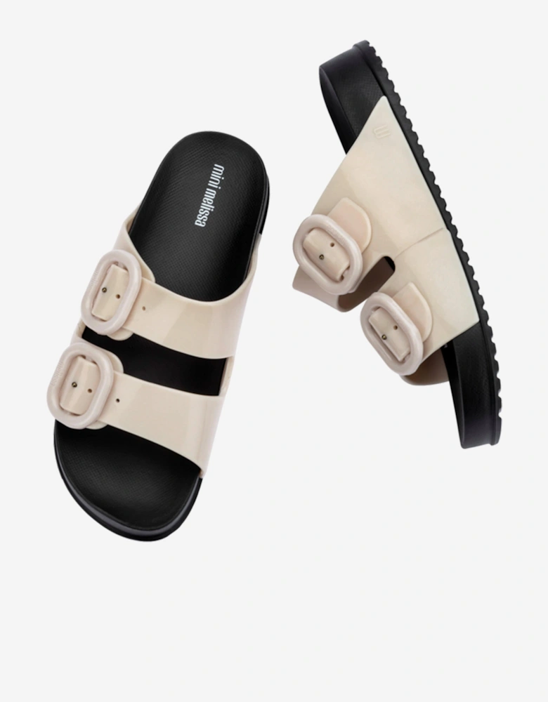 Girls Cozy Slide Sandals in Ivory
