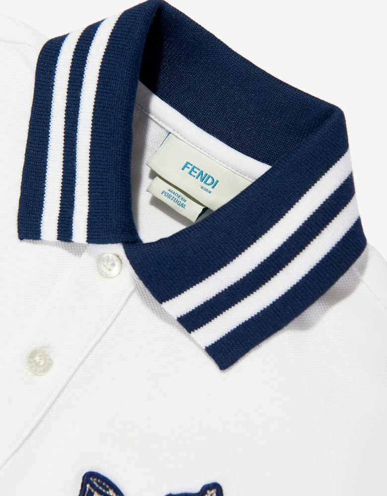 Boys Shield Polo Shirt in White