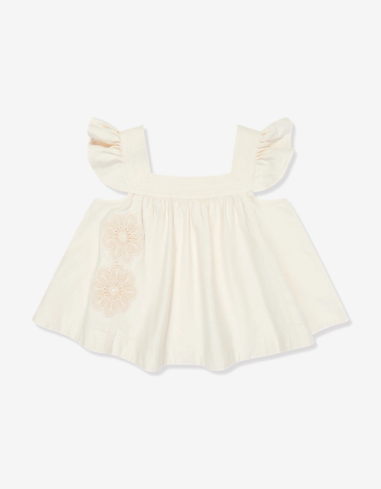 Girls Halliday Denim Top in Ivory