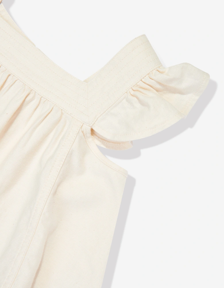 Girls Halliday Denim Top in Ivory