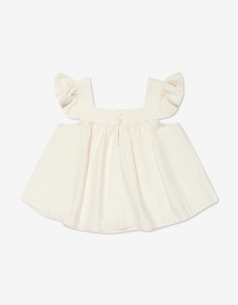 Girls Halliday Denim Top in Ivory