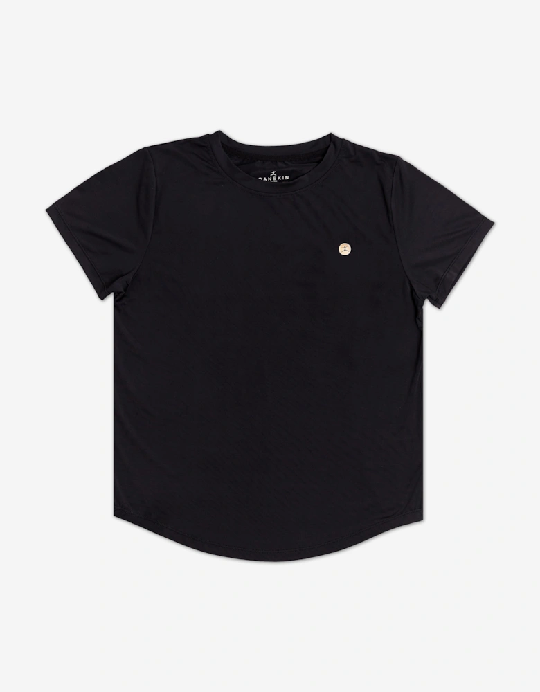 Girls Scoop Hem T-Shirt in Black