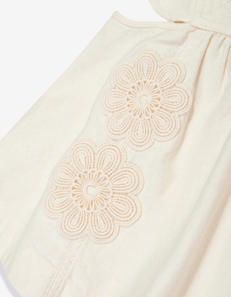 Girls Halliday Denim Top in Ivory