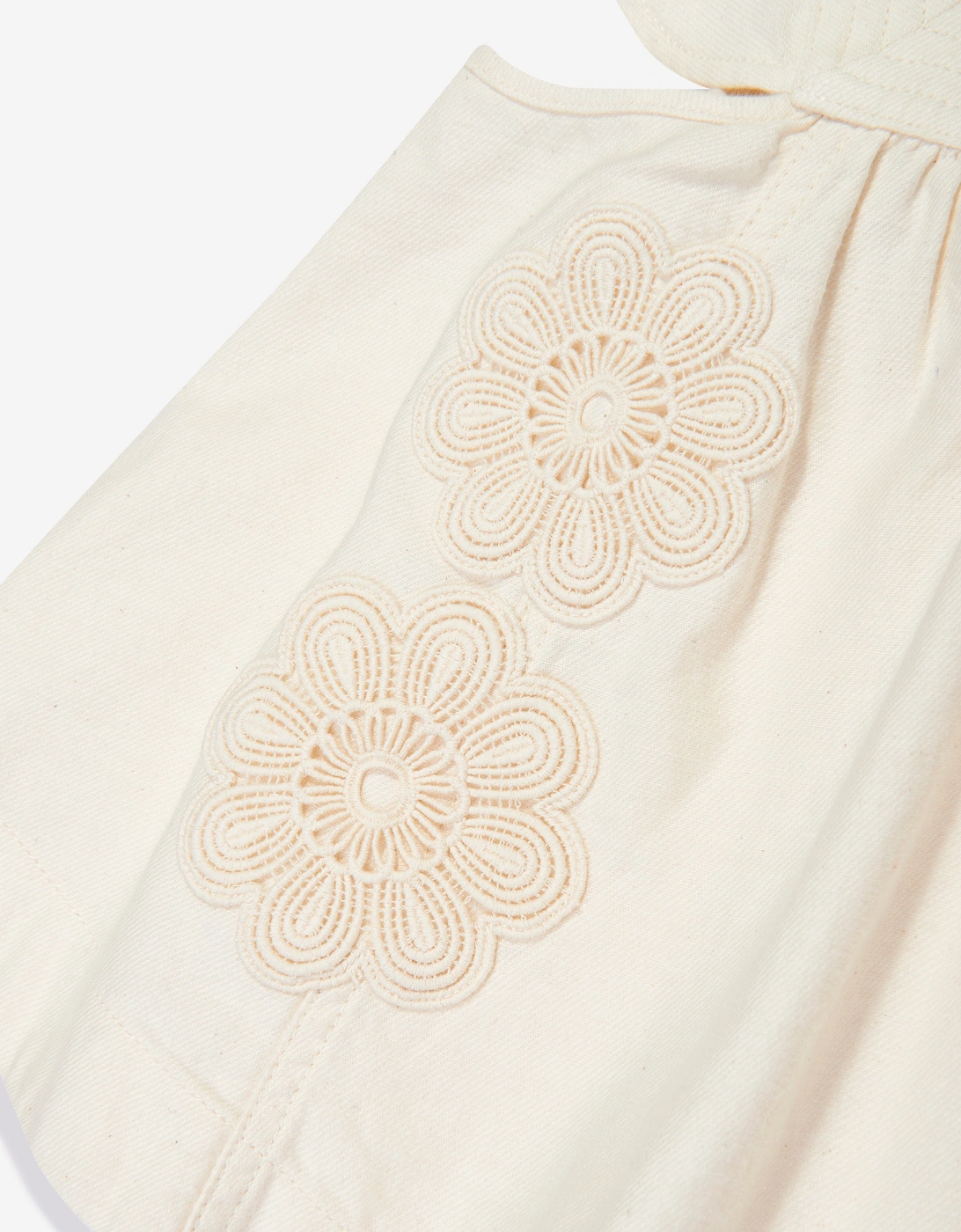 Girls Halliday Denim Top in Ivory
