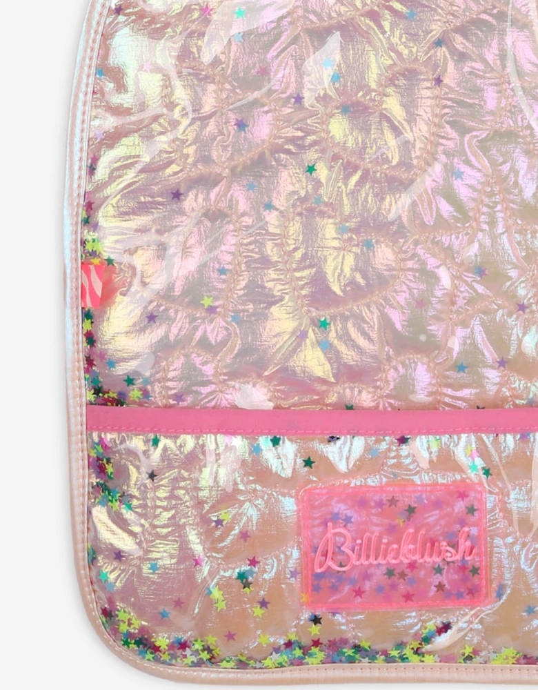 Billieblush Baby Girls Iridescent Quilted Bib in Pink