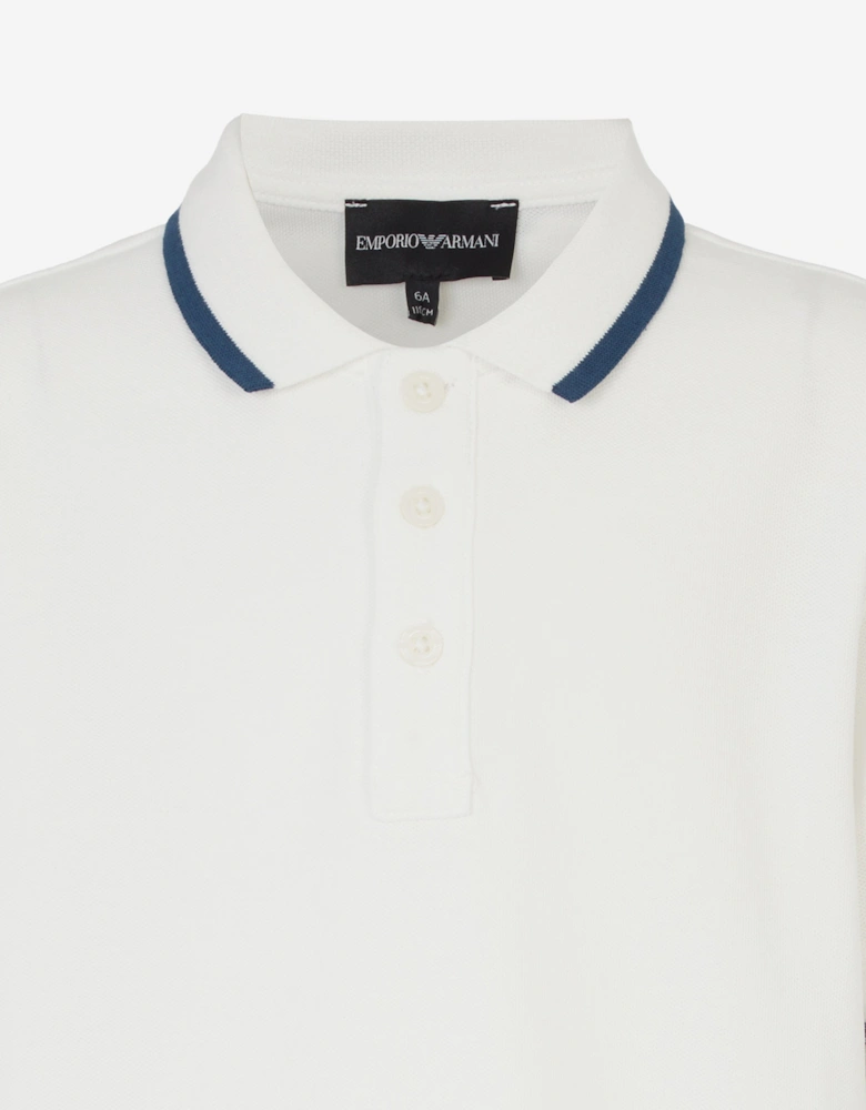 Boys Logo Tape Polo Shirt in White