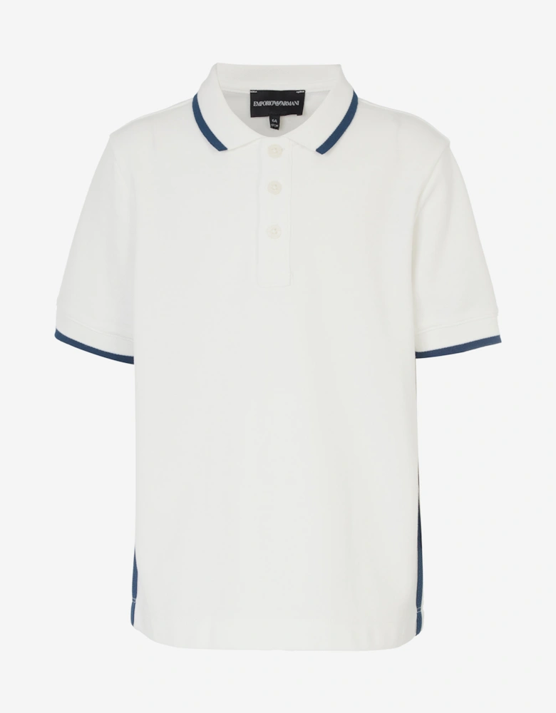 Boys Logo Tape Polo Shirt in White