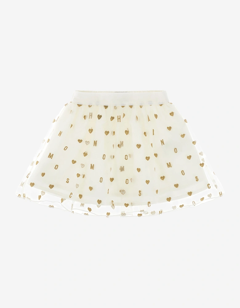 Baby Girls Hearts Skirt Set in Ivory