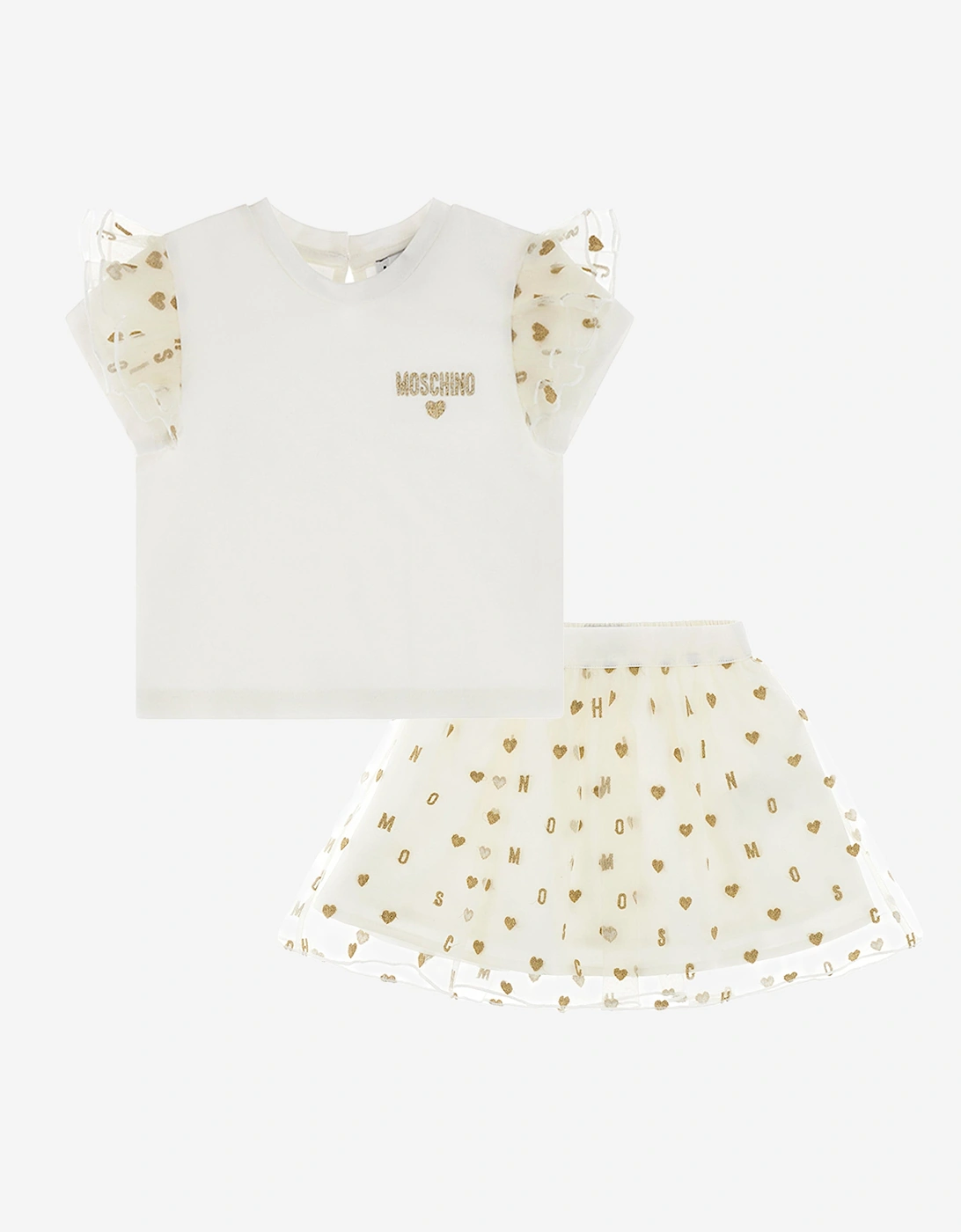 Baby Girls Hearts Skirt Set in Ivory, 5 of 4
