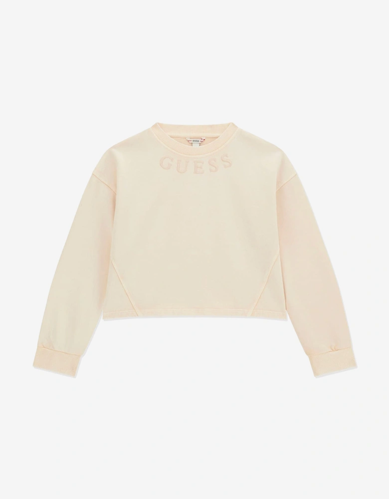 Girls Oversized Logo Sweatshirt in Ivory