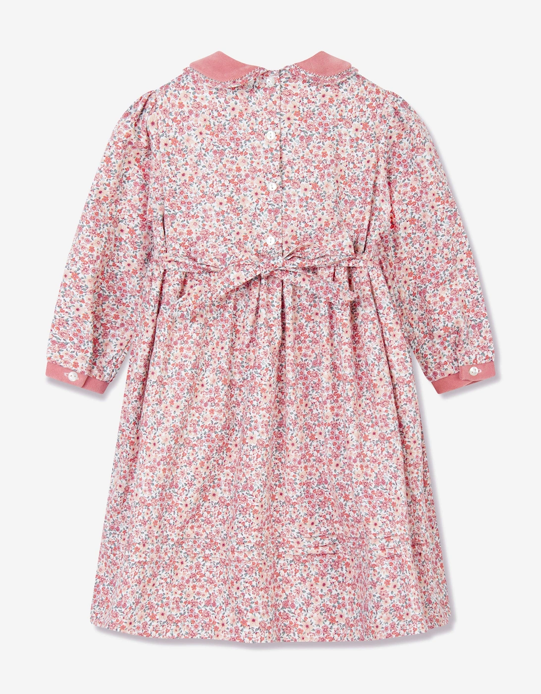 Girls Floral Smocked Dress in Pink