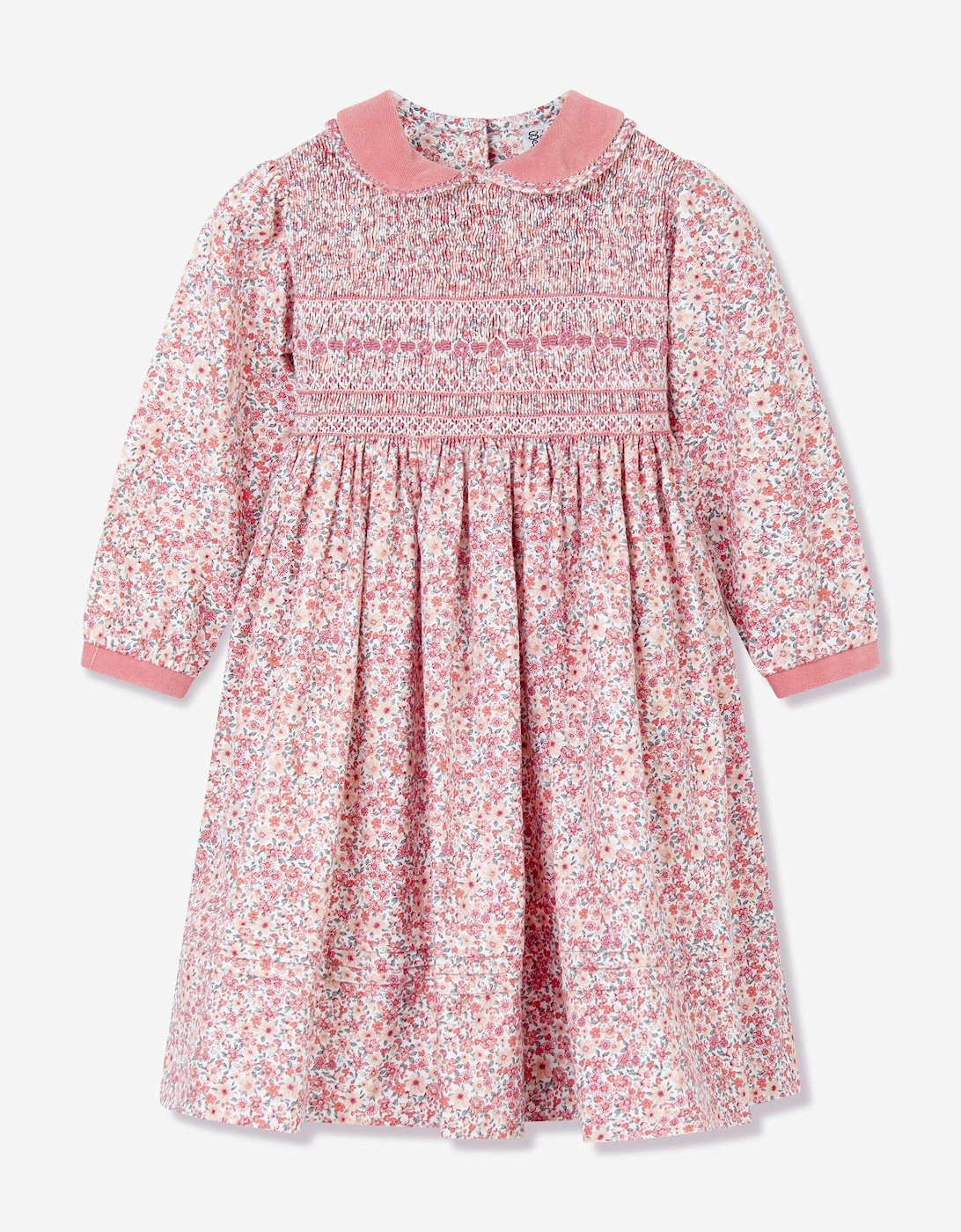 Baby Girl's Sarah Louise Girls Floral Smocked Dress in Pink - Size: 12-18 months/9-12 months