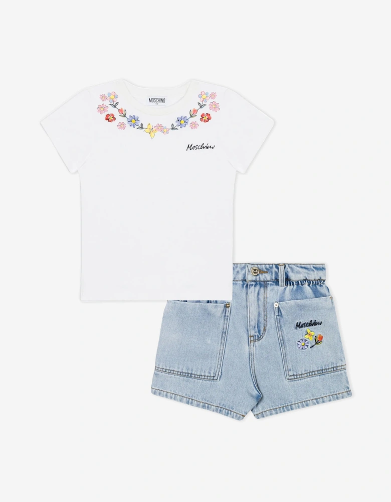 Girls Logo T-Shirt and Shorts Set in Blue