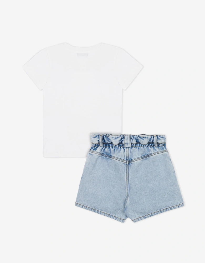 Girls Logo T-Shirt and Shorts Set in Blue