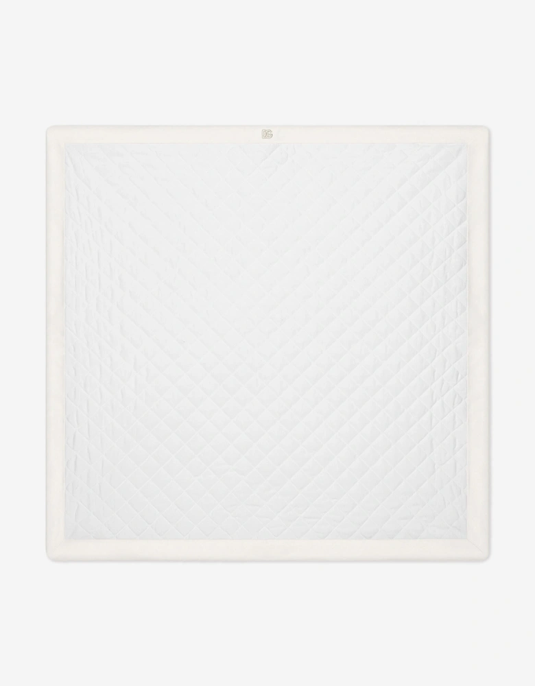 Baby Quilted Jacquard Logo Blanket in Ivory (72cm)