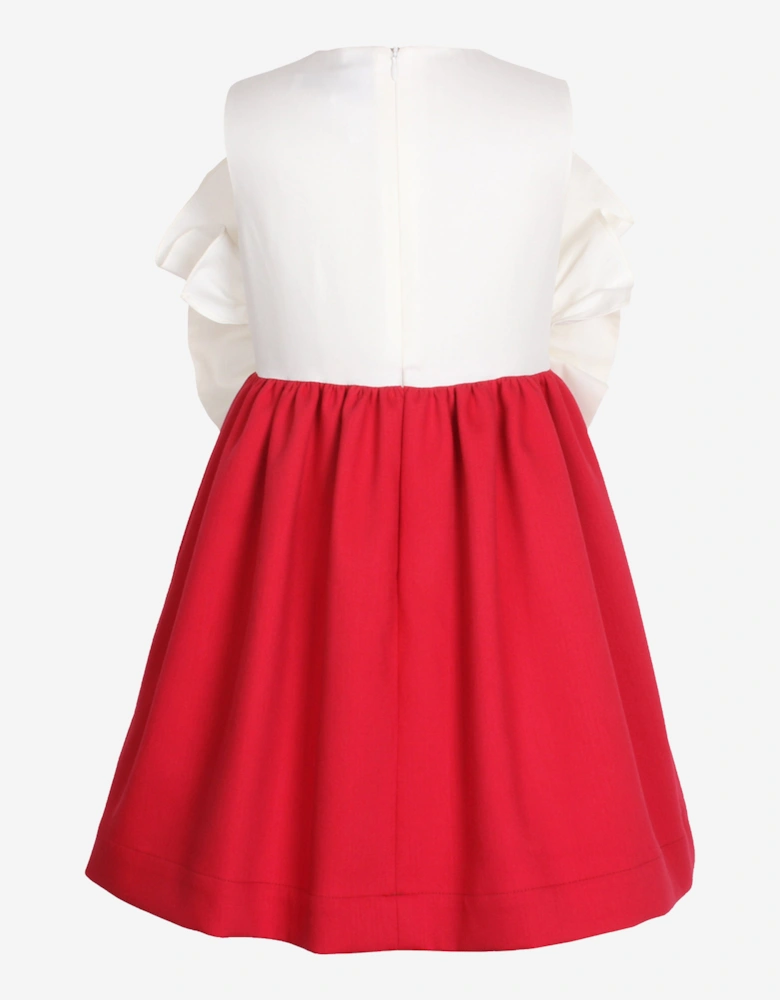 Girls Out Of The Blue Fan Bow Ruffle Dress in Red