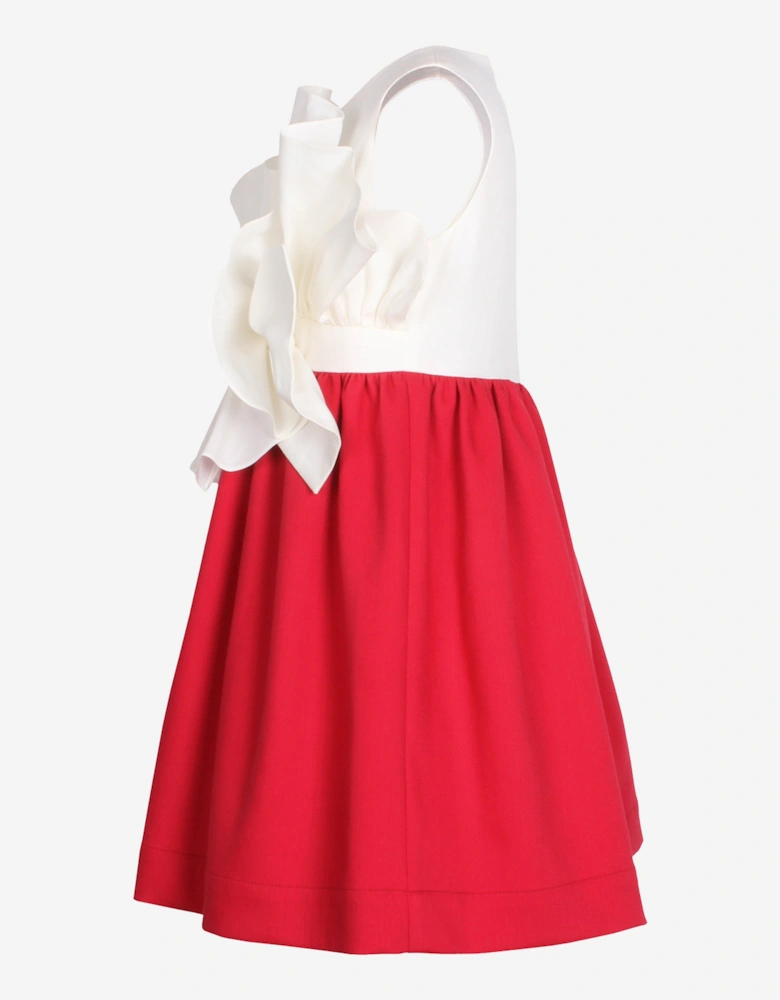 Girls Out Of The Blue Fan Bow Ruffle Dress in Red