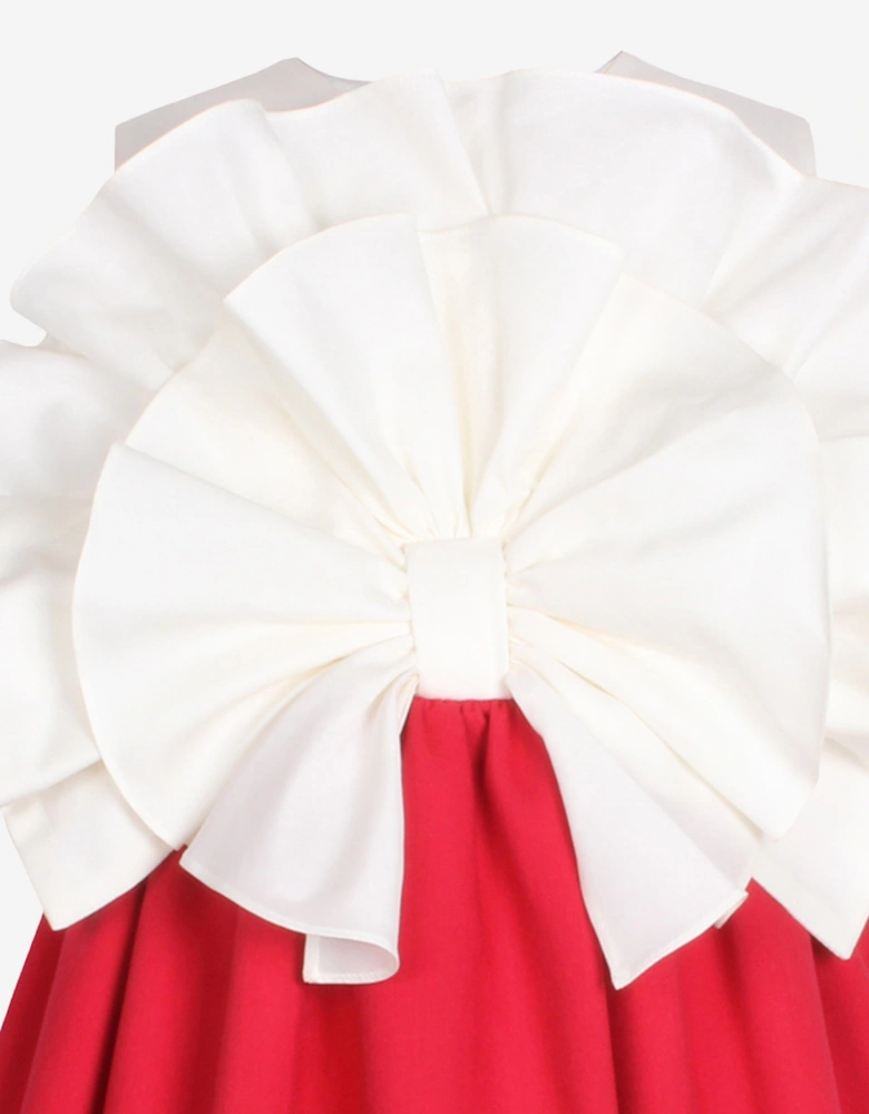 Girls Out Of The Blue Fan Bow Ruffle Dress in Red