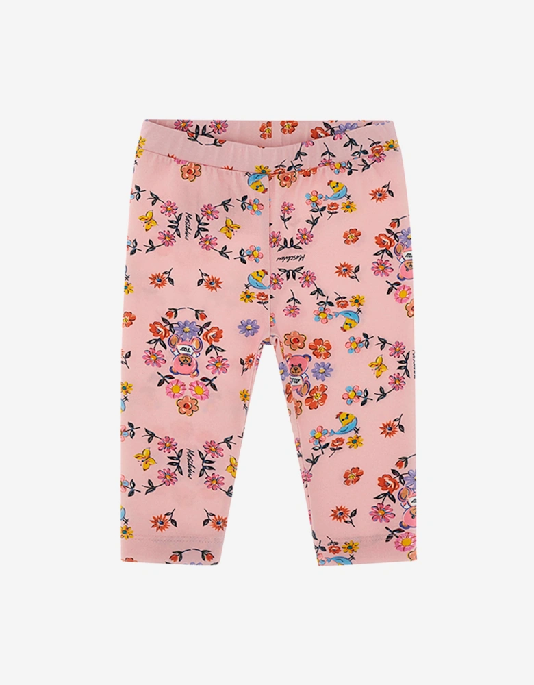 Baby Girls Teddy Bear Leggings Set in Ivory