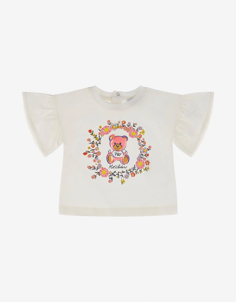 Baby Girls Teddy Bear Leggings Set in Ivory
