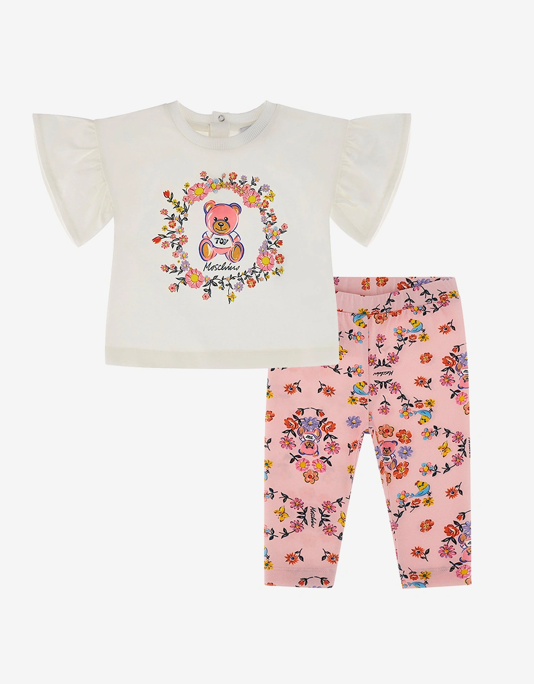 Baby Girls Teddy Bear Leggings Set in Ivory, 5 of 4