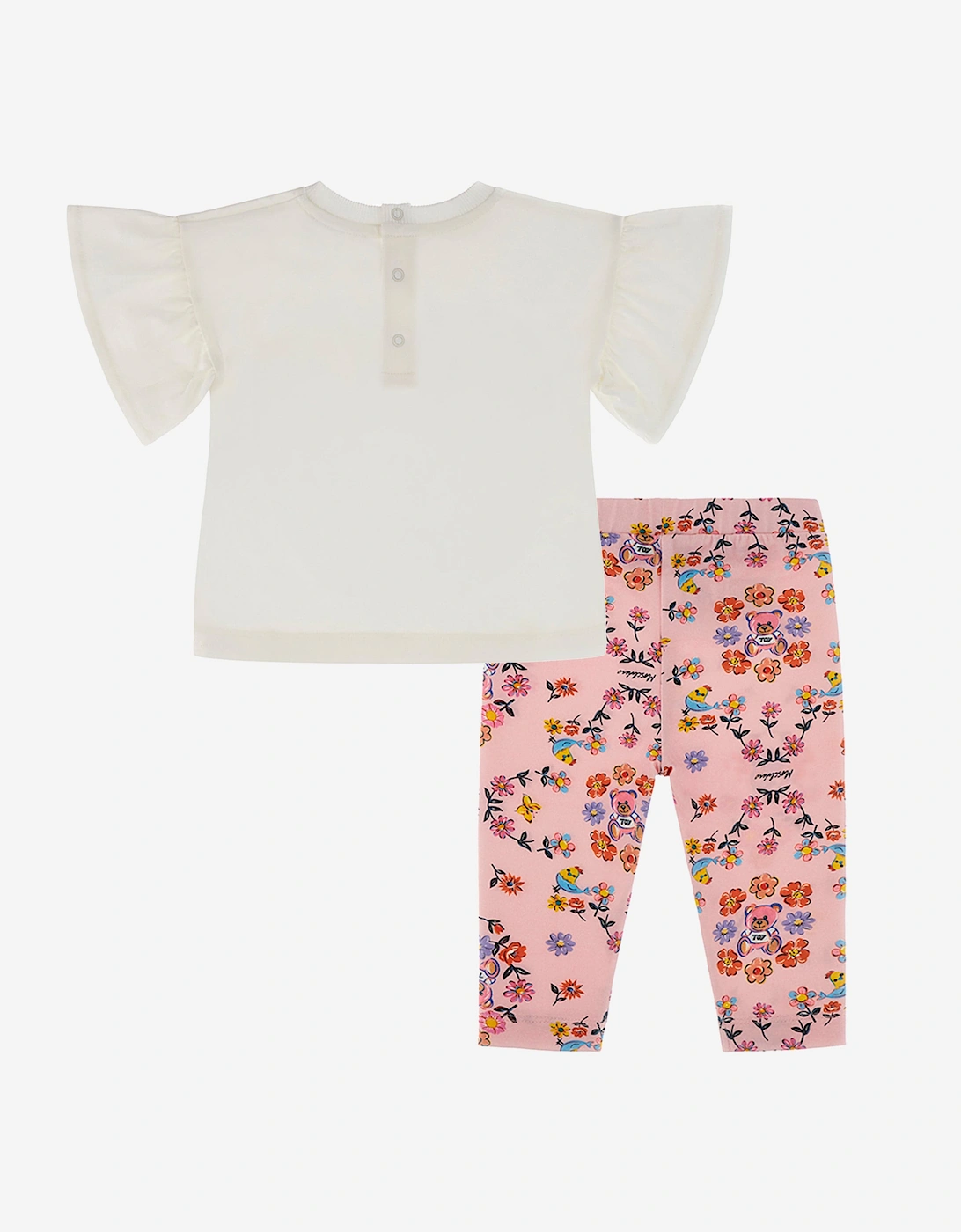 Baby Girls Teddy Bear Leggings Set in Ivory