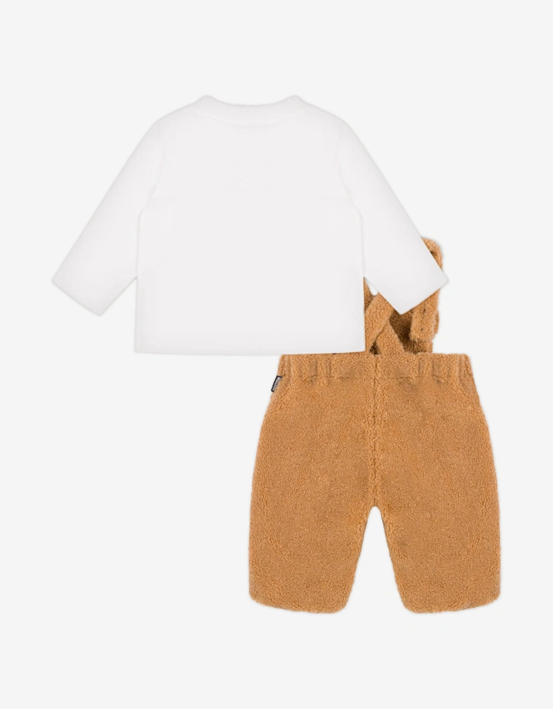 Baby Boys Bear Dungaree Set in Brown