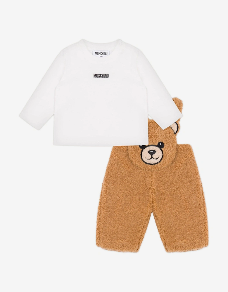 Baby Boys Bear Dungaree Set in Brown