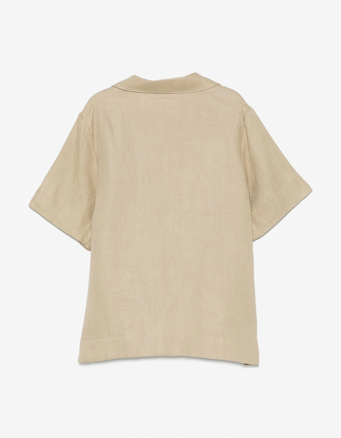 Boys Linen Logo Shirt in Beige