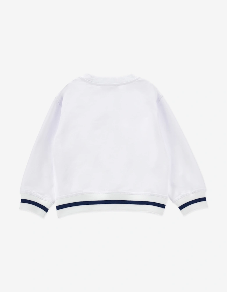 Girls Baseball Bunny Sweatshirt in White