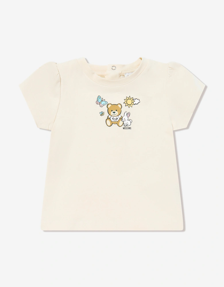 Baby Girls Teddy Bear Leggings Set in Beige