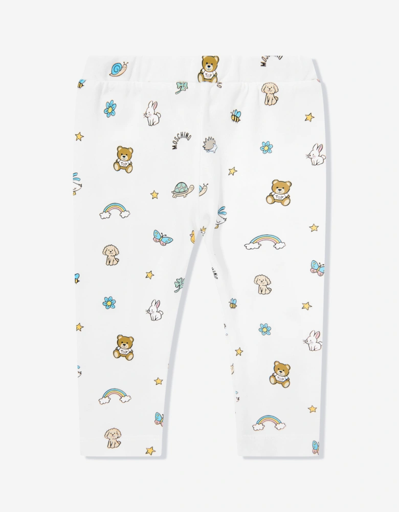 Baby Girls Teddy Bear Leggings Set in Beige