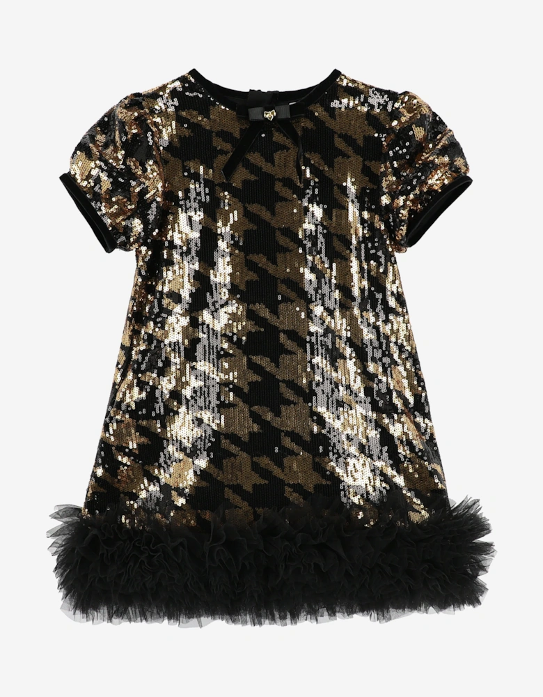 Angels Face Girls Shalini Houndstooth Sequin Dress in Black