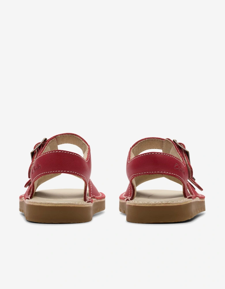 Girls Leather Play Sun Reef Sandals in Red