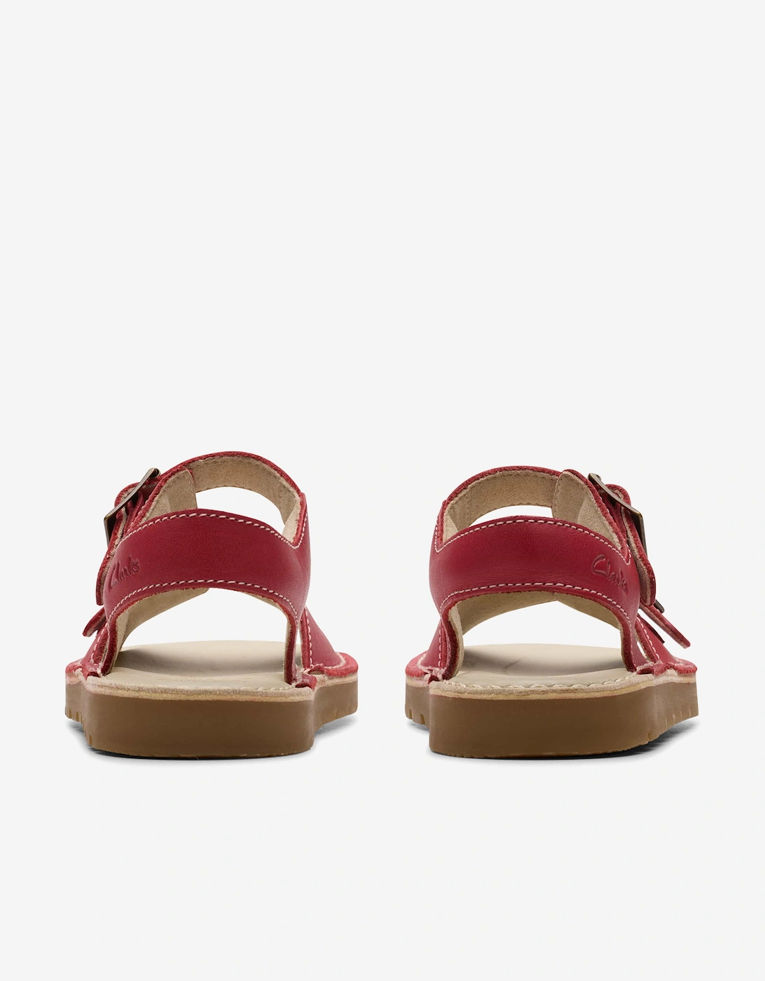 Girls Leather Play Sun Reef Sandals in Red