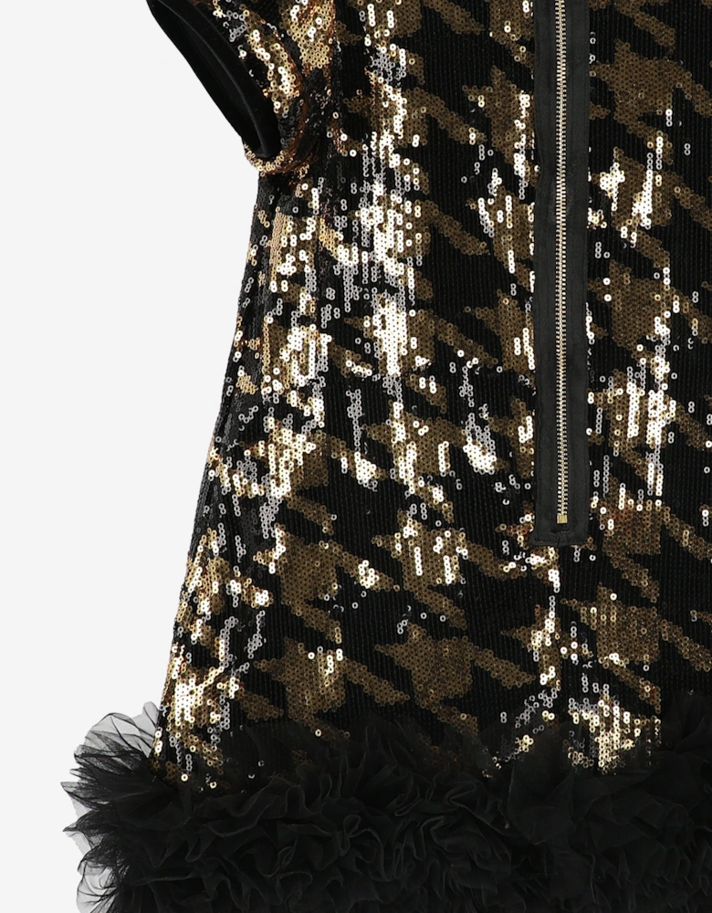 Angels Face Girls Shalini Houndstooth Sequin Dress in Black