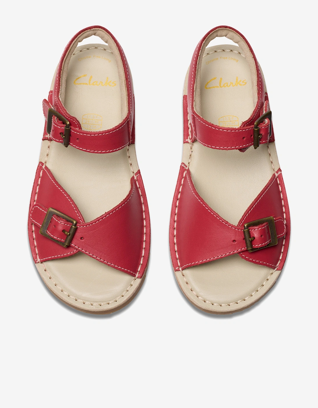 Girls Leather Play Sun Reef Sandals in Red