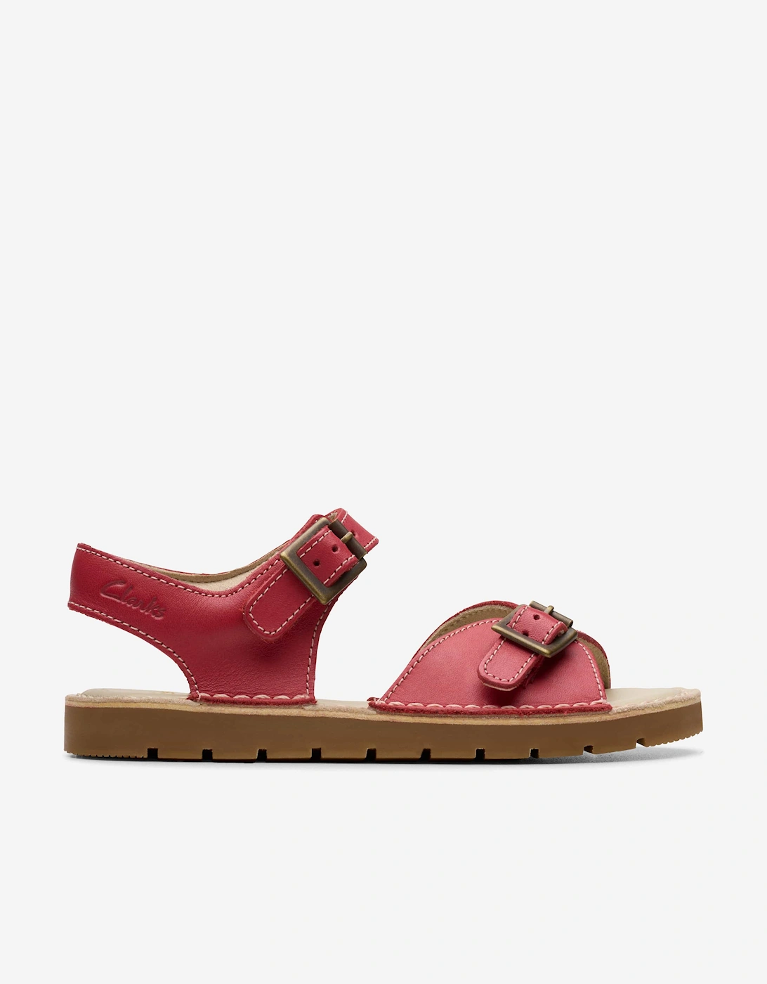 Girls Leather Play Sun Reef Sandals in Red, 5 of 4